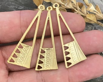 Matte Gold Plated Triangle Earring Findings: Bohemian Brass Parts