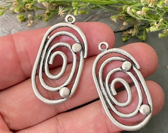 Antique Silver Plated Earring Findings: Brass Jewelry Parts (40x20 mm)