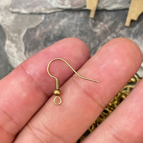 Raw Brass Ear Wires: 50 Pcs Matte Gold Bohemian Findings - 1133