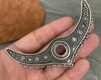 Antique Silver Plated Brass Bohemian Necklace Pendant - 7046