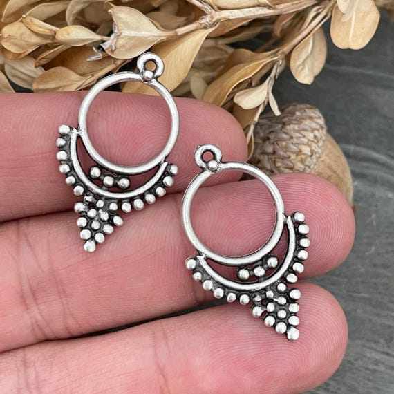 Jewelry Making Earring Findings - Brass and Silver Charms - 8150