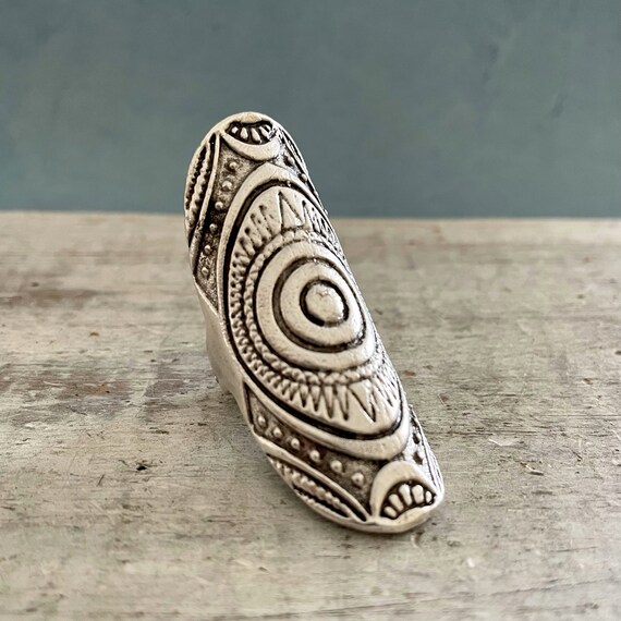 Antique Silver Plated Brass Adjustable Unique Ring. 4508