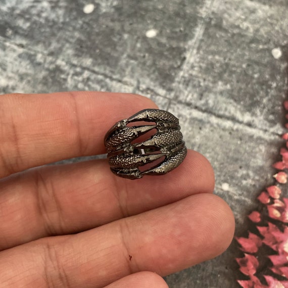 Antique Silver Plated Brass Adjustable Unique Ring., 4457