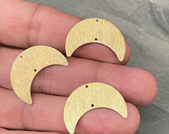 Raw Brass Textured Crescent Connector: DIY Earring Necklace (28.06mm) - 3109