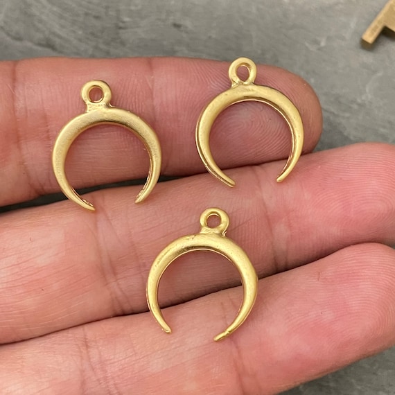 Moon Shape Matte Gold Plated Earring Parts - Bohemian Brass Earring Findings. .  1035