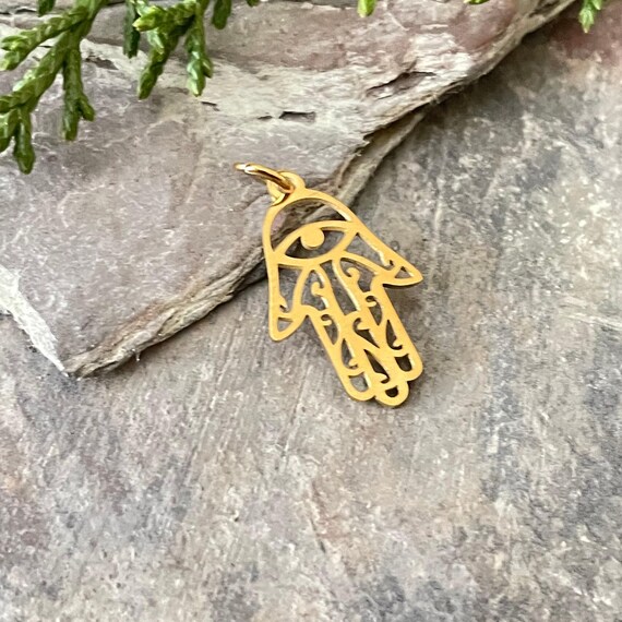 Laser Cut Hamsa Hand Charm: Stainless Steel Earring Pendant