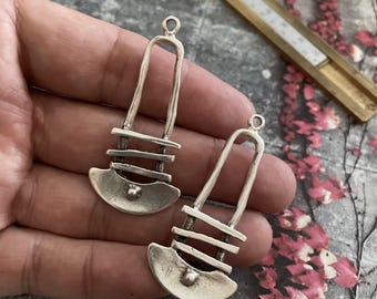 Earring Findings: Antique Silver Plated Brass ( for Jewelry) - 8072