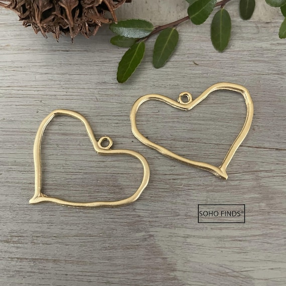 Gold Plated Earring Parts Kit: Brass Hammered Hoops, Dangle Components - 1146