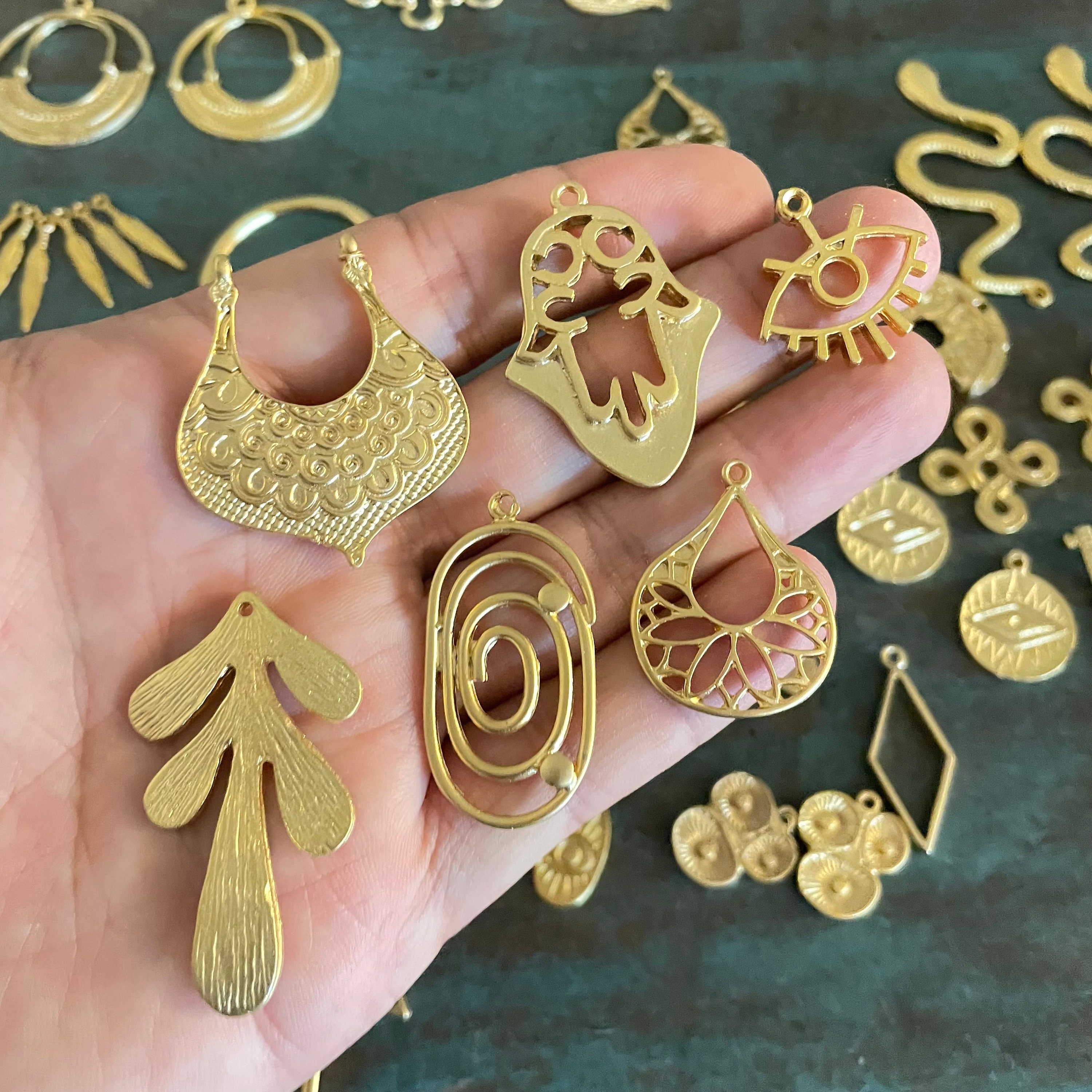 Brass Earring,charms for Earring Making,earring Findings,double Hole  Earring Pendant,earring Accessories,earring Parts Supply FQ0071 
