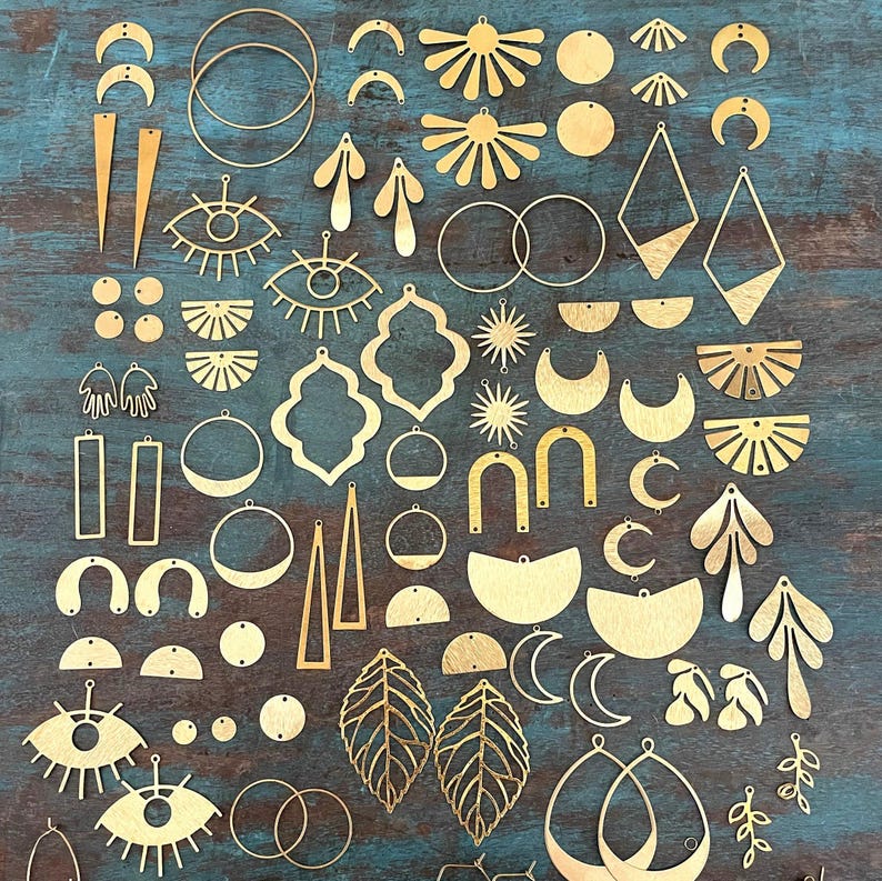 88 PCS Raw Brass Earring Findings: Jewelry Making Supplies image 1