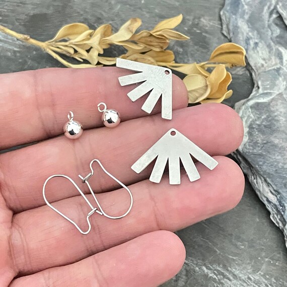 DIY Surgical Steel Earring Set: Geometric Charms & Findings - 2028