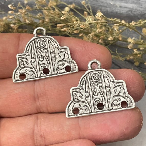 Silver Plated Bohemian Earring Charms: Jewelry Making Supply (2 Pieces)
