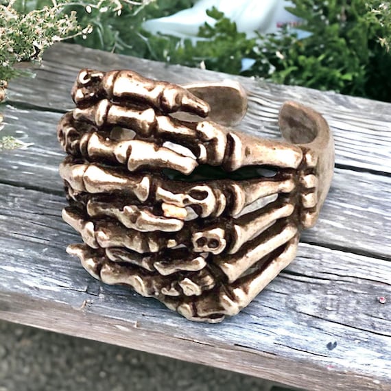 Bohemian Brass Ring with Antique Silver Coating - Unique and Adjustable Hippie Jewelry -  4001