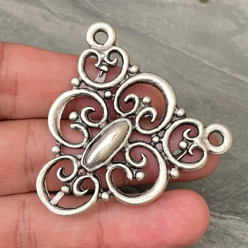 Antique Silver Plated Brass Bohemian Necklace Pendant - 7011 image 2