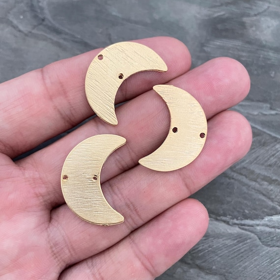 Matte Gold Half Moon Charms: Bohemian Earring Findings (28 mm)