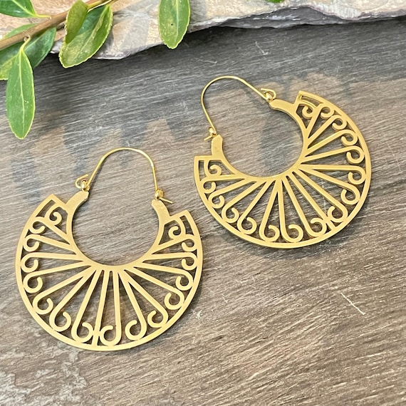 Unique Bohemian Earrings, Hollow Arch Hoops in Gold, 304 Stainless Steel- 5003