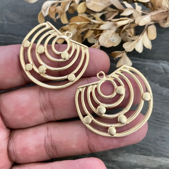 Matte Gold Plated Earring Parts - Bohemian Brass Earring Findings. 1161