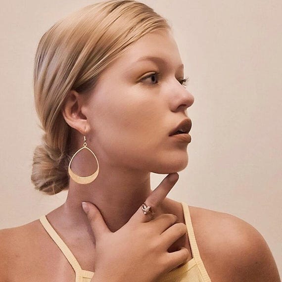 Boho Gold Dangle Earrings, African Tassel Style (Lightweight) 5546