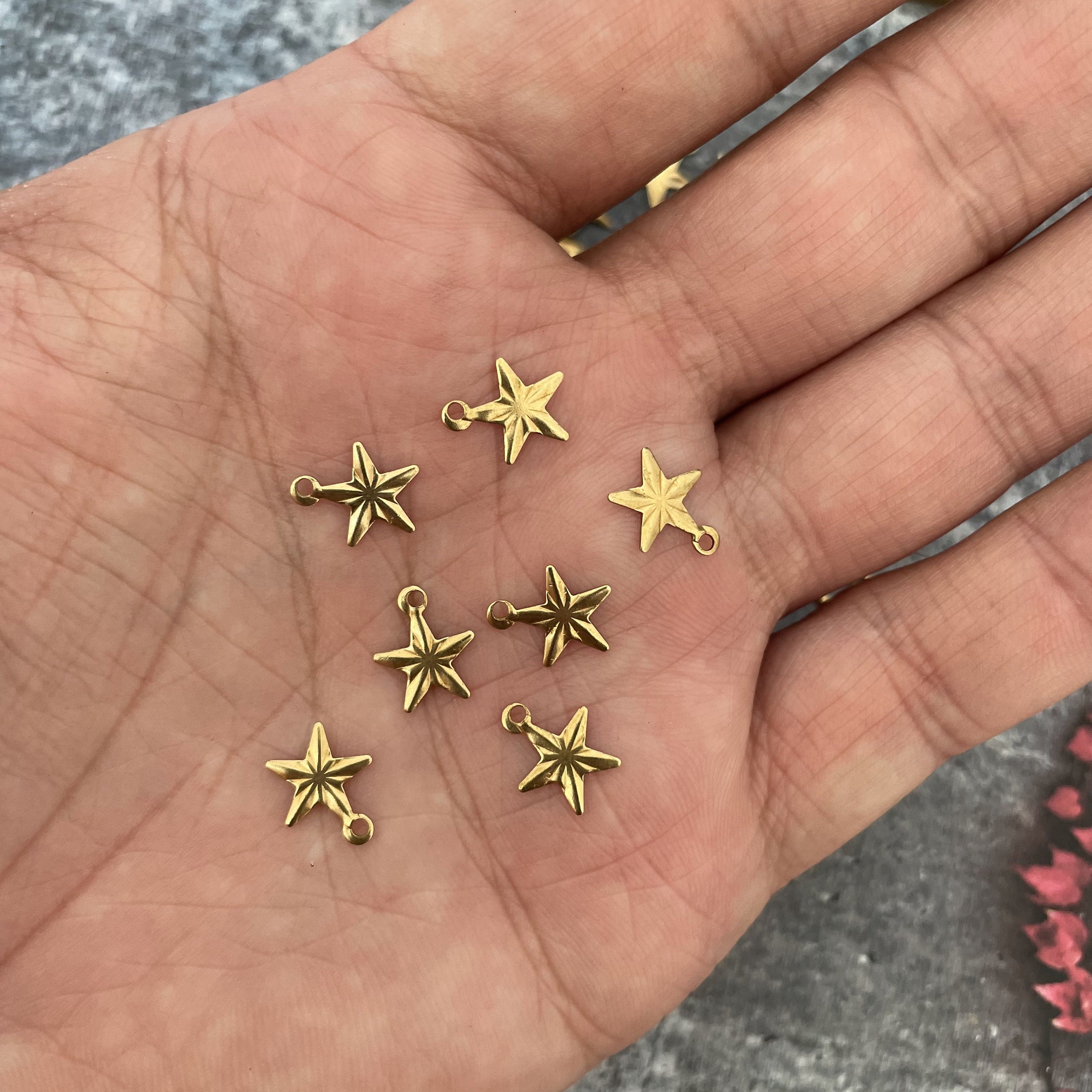 Brass Star Charms - Earring Findings - Jewelry Making Supplies