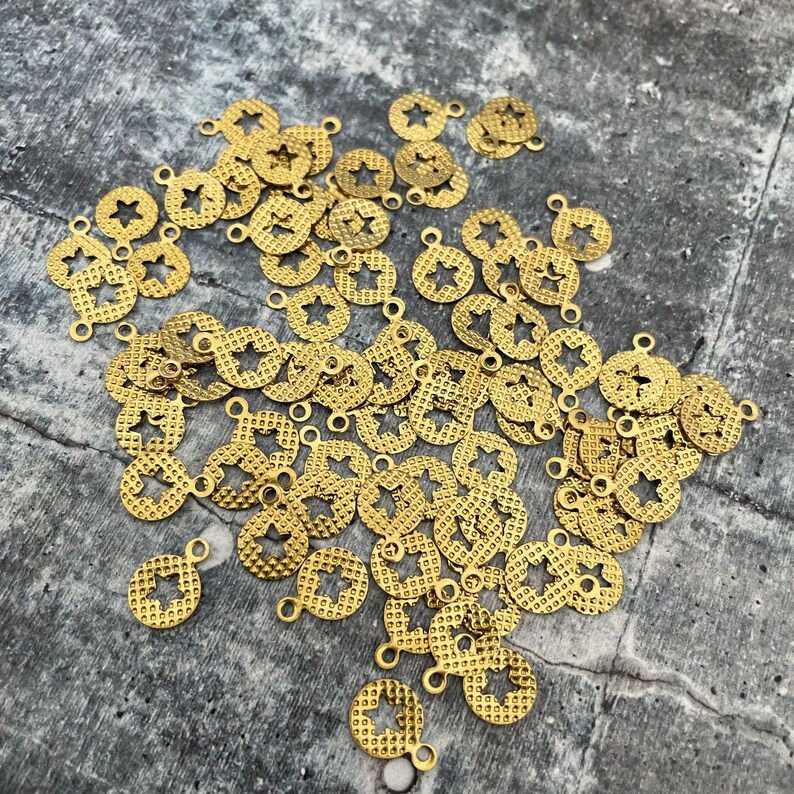 Pendientes de estrella redonda: accesorios de latón crudo - 3108 imagen 5
