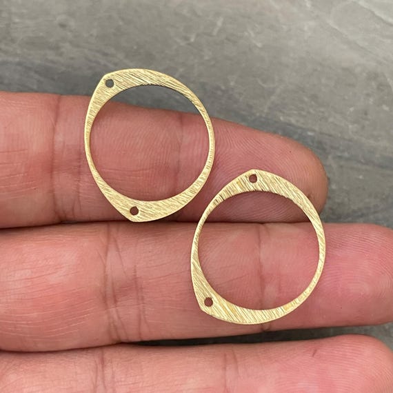 Round Raw Brass Textured earring findings for jewelry making. 2 Pieces 3104