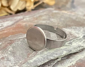 Base de anillo ajustable de latón crudo: Suministros de joyería de acero inoxidable para bricolaje - 4364