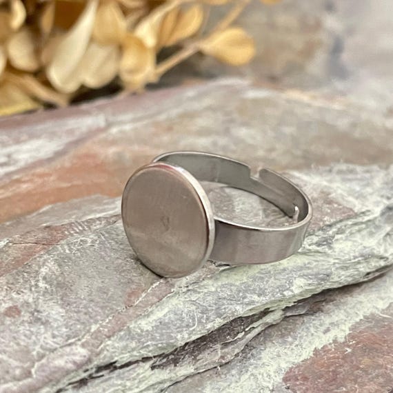 Adjustable Raw Brass Ring Base: Stainless Steel DIY Jewelry Supplies - 4364