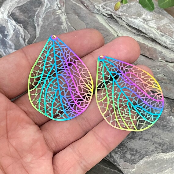 Boho Rainbow Steel Earring Findings, Multi-Color Charms (Lightweight, Waterproof) 2076