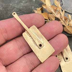 Matte Gold Plated Dangle Earring Findings: Bohemian Brass Parts (57x18 mm) - 1046