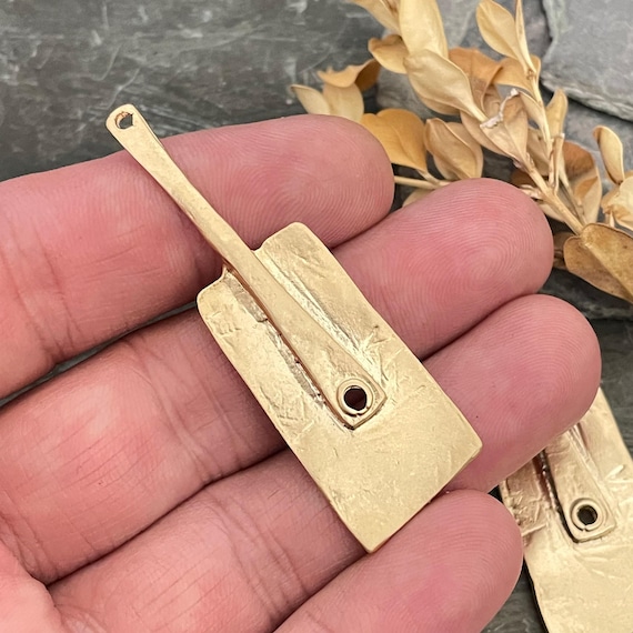 Matte Gold Plated Dangle Earring Findings: Bohemian Brass Parts (57x18 mm) - 1046