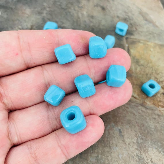 6 Pieces Turquoise Square Turkish Evil Eye Beads, Blue Nazar Protection Beads, Turkish Amulet Beads, Jewelry Making Supplies - 2035