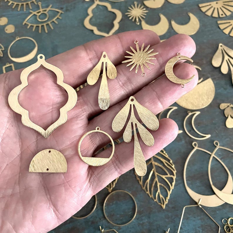 88 PCS Raw Brass Earring Findings: Jewelry Making Supplies image 6