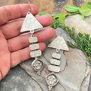 Bohemian Statement Chandelier Earrings - Silver Boho Chic Jewelry. 5005 image 10