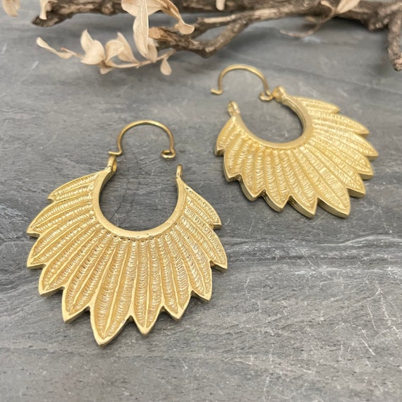 2 Pieces Matte Gold Plated Earring Parts with Ear wires- Bohemian Brass Earring Findings.1157