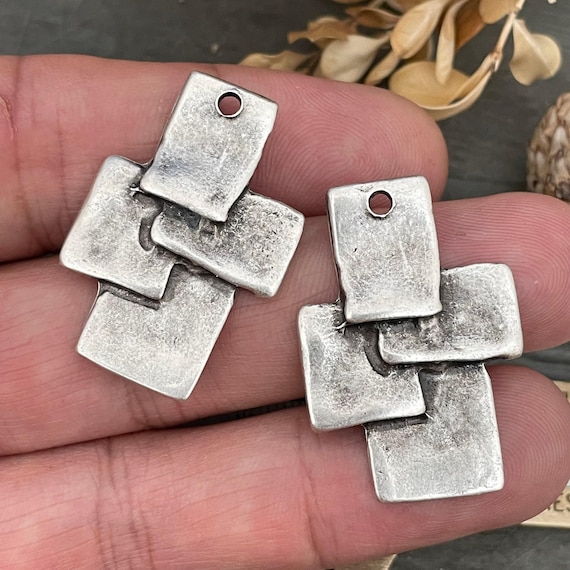 Silver and Brass Earring Findings: Handmade Jewelry Supplies - 8148