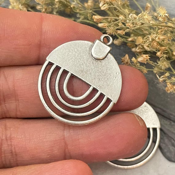 Silver Plated Bohemian Earring Charms: Jewelry Making Supply (2 Pieces) - 8163