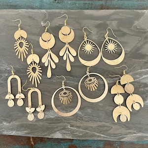 Bohemian  Earrings Set,Brass Charms, Raw Brass Earring Findings. Earring Finds. Wholesale earring findings for jewelry making parts. S34