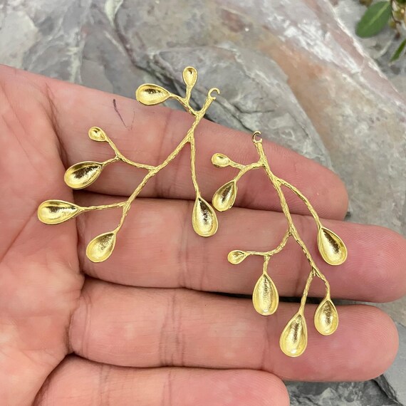 Matte Gold Plated Brass Earring Findings: Bohemian Style (2 PCS) - 1121