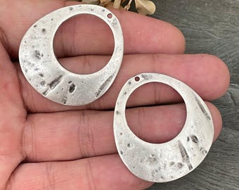 Materiales para pendientes: Fornituras de plata chapada y latón - Piezas de joyería hechas a mano - 8145