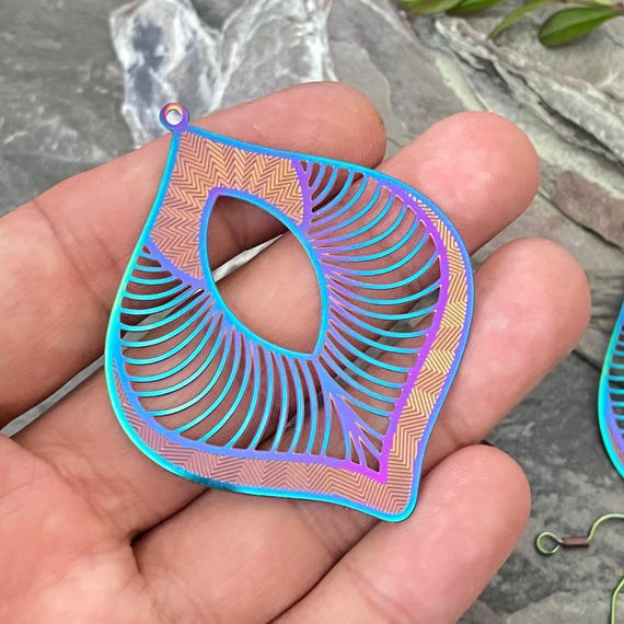 Rainbow Steel Earring Findings - Multi Color, Lightweight Charms - 2065