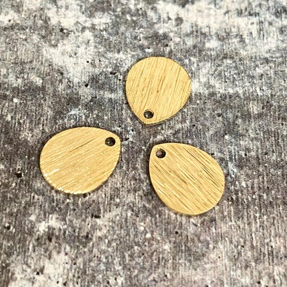 Textured Raw Brass Drop Charms: Jewelry Supplies (12mm) - 3155