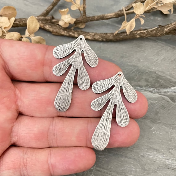 2 Pieces Leaf Shape Wholesale Ethnic Jewelry - Wholesale Tribal Earrings  for jewelry making,  Eternal  Charms, Drops - 8120
