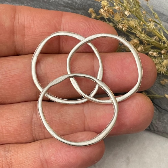 Silver Circle Earring Findings: Tribal Style, Jewelry Making (6 Pieces) - 8129