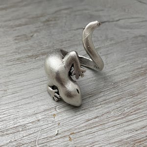Bohemian Lizard Ring: Adjustable Oxidized Brass Statement 4502 image 7