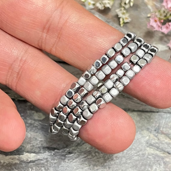 Hematite Glass Bead Strands - Shiny Metallic 3mm Beads 5525