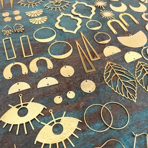 88 PCS Raw Brass Earring Findings: Jewelry Making Supplies image 2