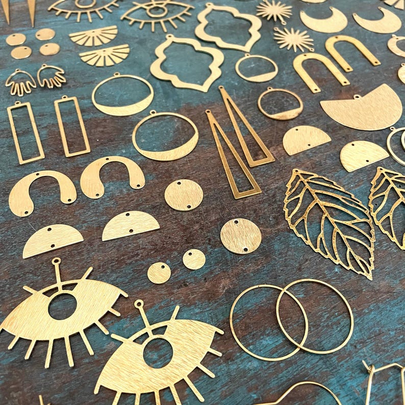 88 PCS Raw Brass Earring Findings: Jewelry Making Supplies image 2