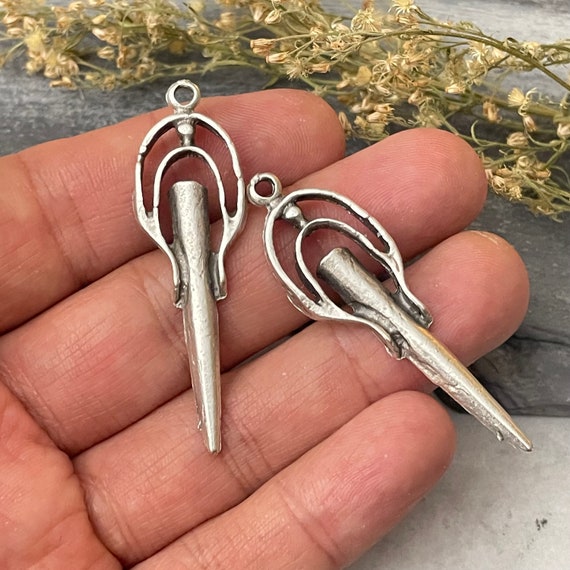 Brass Bohemian Earring Charms Findings for Jewelry Set Supply Making. Silver Plated Jewelry Designs for Jewelry making.2 Pieces- 8166
