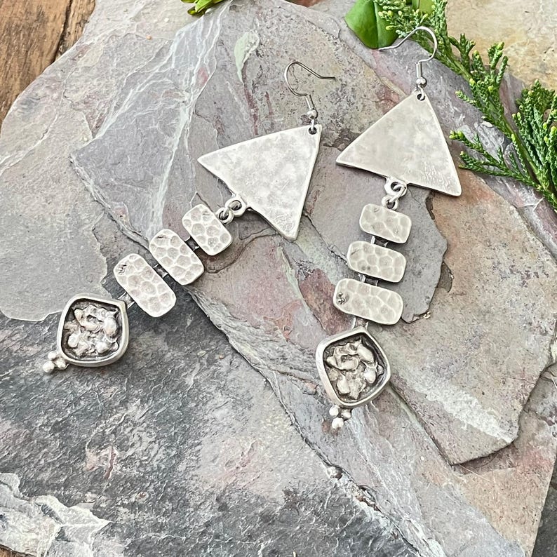 Bohemian Statement Chandelier Earrings - Silver Boho Chic Jewelry. 5005 image 7