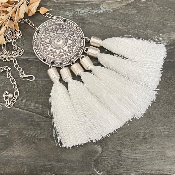 Antique Silver Plated Brass Bohemian Necklace Pendant - 5312